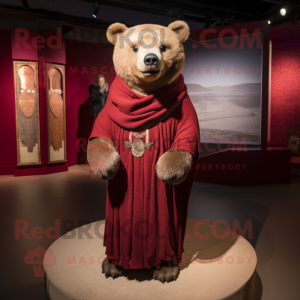 Maroon Bear maskot kostume...