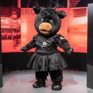 Black Sow mascot costume character dressed with a Mini Skirt and Foot pads