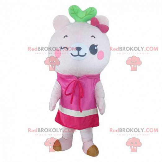 Maskot bílý medvídek, kostým růžového medvídka - Redbrokoly.com