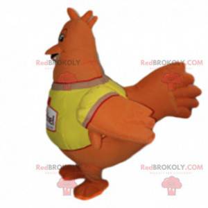 Gigantisk oransje høne maskot, oppblåsbar, kyllingdrakt -