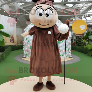 Brun golfbold maskot...