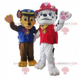 Dalmatische mascottes van politiehond en brandweerman -