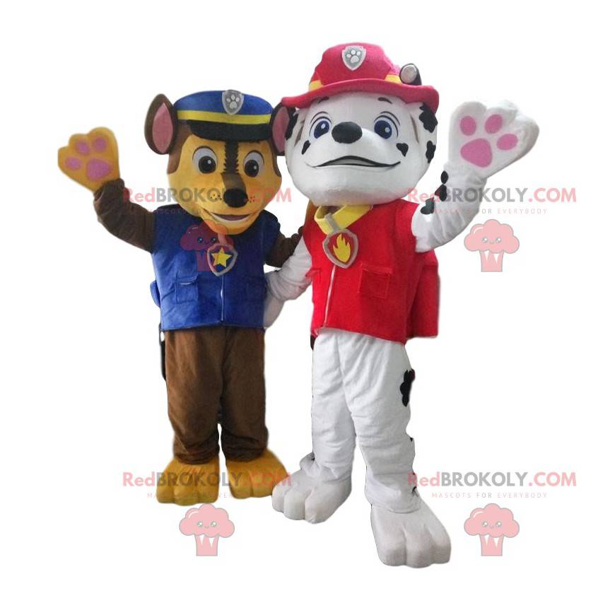 Dalmatische mascottes van politiehond en brandweerman -