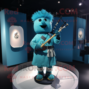 Cyan säckpipa maskot kostym...
