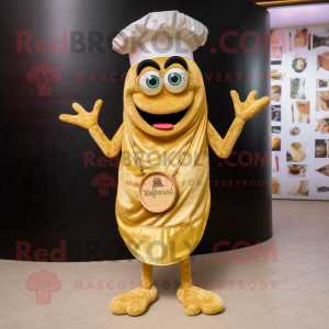 Guld Paella maskot kostym...