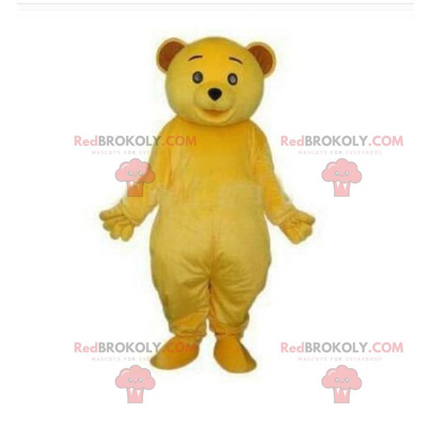 Mascotte de nounours jaune, costume d'ourson jaune en peluche -