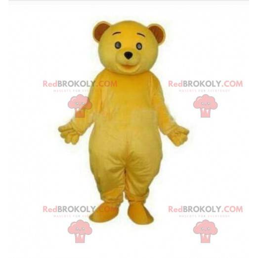 Yellow teddy bear mascot, plush yellow teddy bear costume -