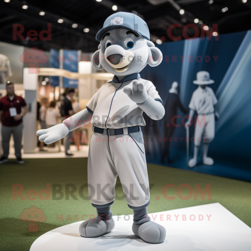 Silver Trapeze Artist mascot costume character dressed with a Polo Shirt and Caps Silver Trapeze Artist mascot costume character dressed with a Polo Shirt and Caps