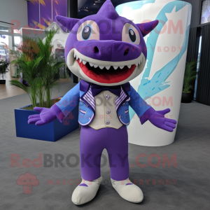 Lilla Shark maskot kostume...