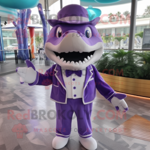 Purple Shark maskot drakt...