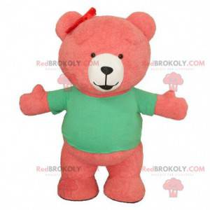 Mascotte d'ours gonflable rose, costume de nounours géant -