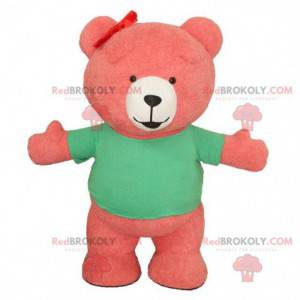 Růžový nafukovací maskot medvěda, kostým obřího medvídka -