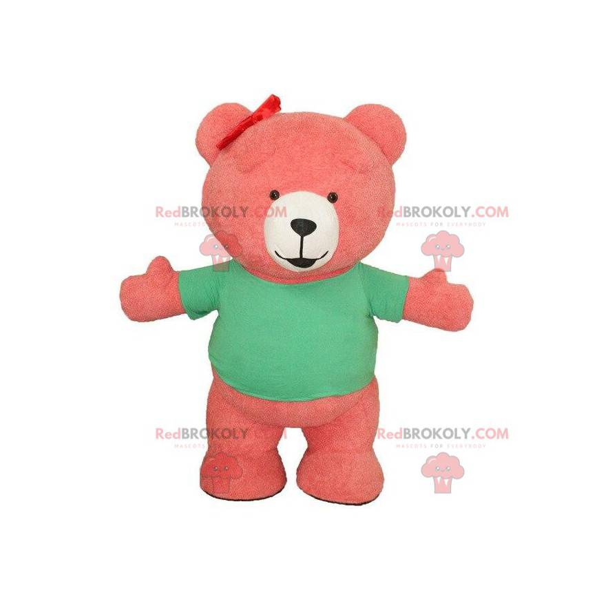 Mascotte d'ours gonflable rose, costume de nounours géant -