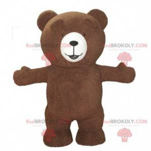 Brun bamse maskot, bjørnedrakt, oppblåsbar bjørn -