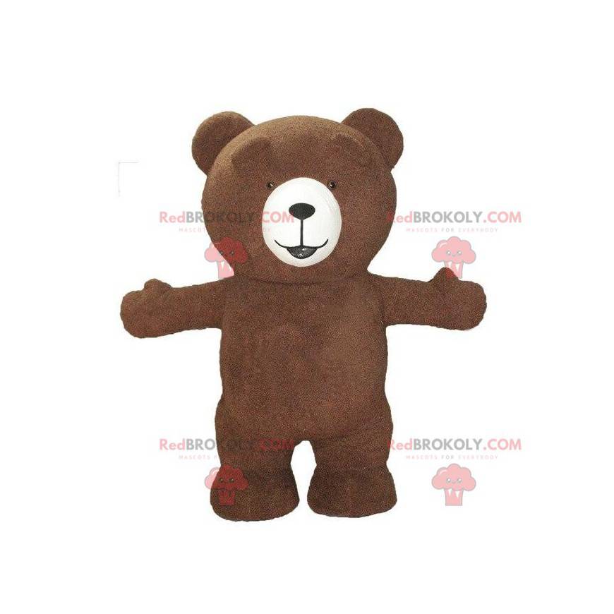 Brun bamse maskot, bjørnedrakt, oppblåsbar bjørn - Brun bamse maskot, bjørnedrakt, oppblåsbar bjørn -