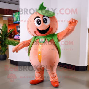 Peach Pepper mascot costume character dressed with a Jeggings and Bracelets