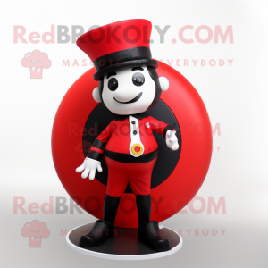 Red Ring Master mascot costume character dressed with a Leggings and Berets