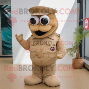 Tan Soldier maskot drakt...