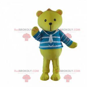 Teddybeer mascotte met een zeeman, geel teddybeer kostuum -