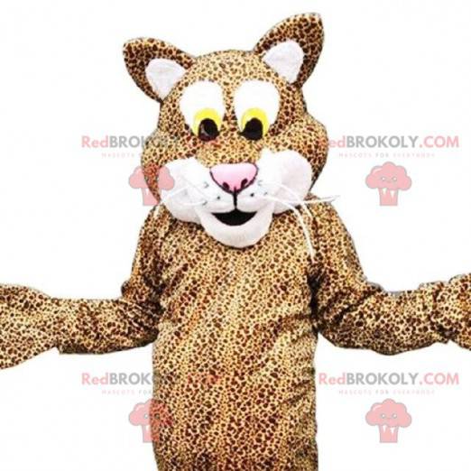 Maskot leoparda, kostým pantera, plyšová kočkovitá šelma -
