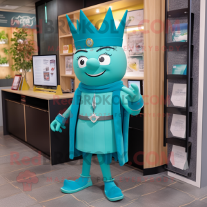 Teal Queen mascotte kostuum...