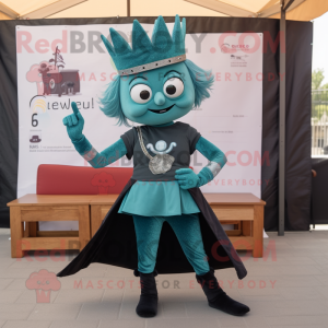 Teal Queen maskot kostym...