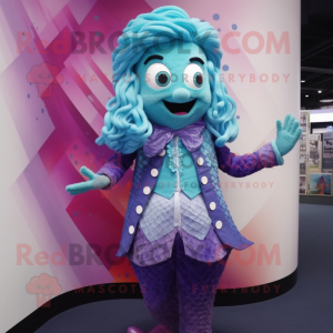 nan Mermaid mascot costume character dressed with a Waistcoat and Rings