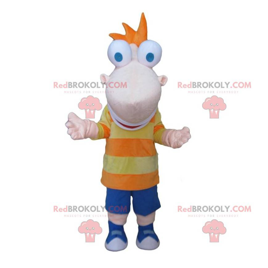 Big nose boy mascot with protruding eyes - Redbrokoly.com