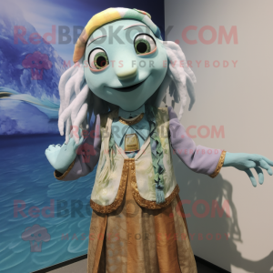 nan Mermaid mascot costume character dressed with a Waistcoat and Rings