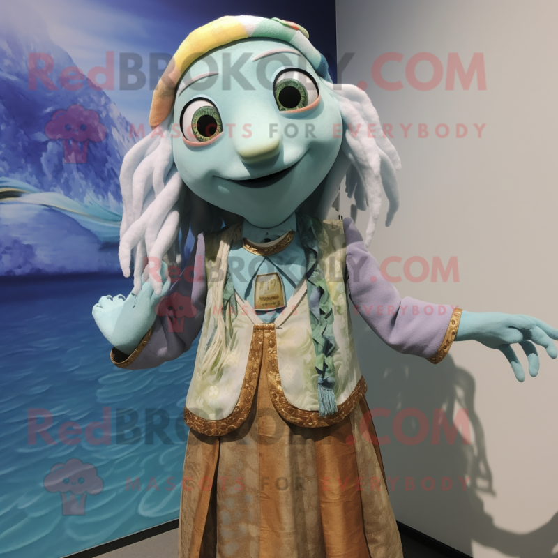 nan Mermaid mascot costume character dressed with a Waistcoat and Rings