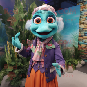 nan Mermaid mascot costume character dressed with a Waistcoat and Rings
