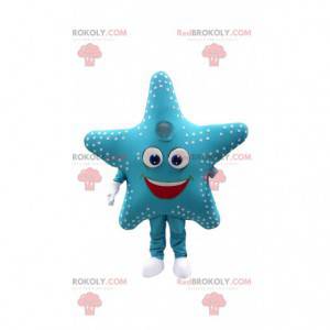 Mascote estrela do mar, fantasia de estrela azul gigante -