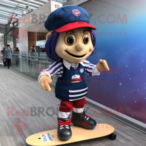 nan Skateboard mascot costume character dressed with a Rugby Shirt and Berets