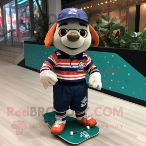 nan Skateboard mascot costume character dressed with a Rugby Shirt and Berets