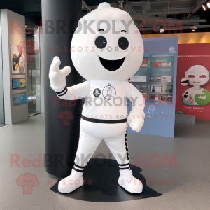 White But mascot costume character dressed with a Leggings and Lapel pins