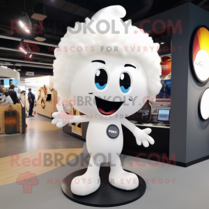 White But mascot costume character dressed with a Leggings and Lapel pins