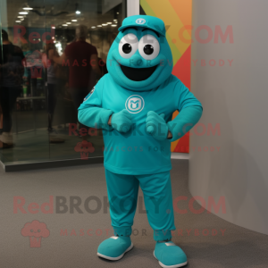 Teal Wrist Watch mascot costume character dressed with a Romper and Bracelet watches