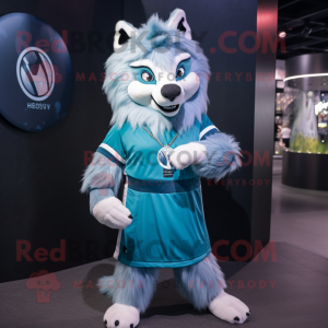 Cyan Say Wolf maskot...