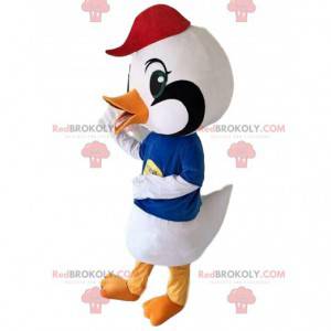 Mascotte uccello bianco, costume gru, grande uccello -