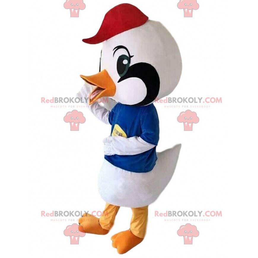 Mascotte uccello bianco, costume gru, grande uccello -