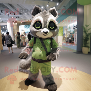 Olive Raccoon maskot kostym...