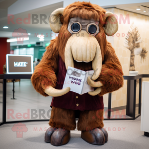nan Mammoth mascot costume character dressed with a Dress Shirt and Reading glasses