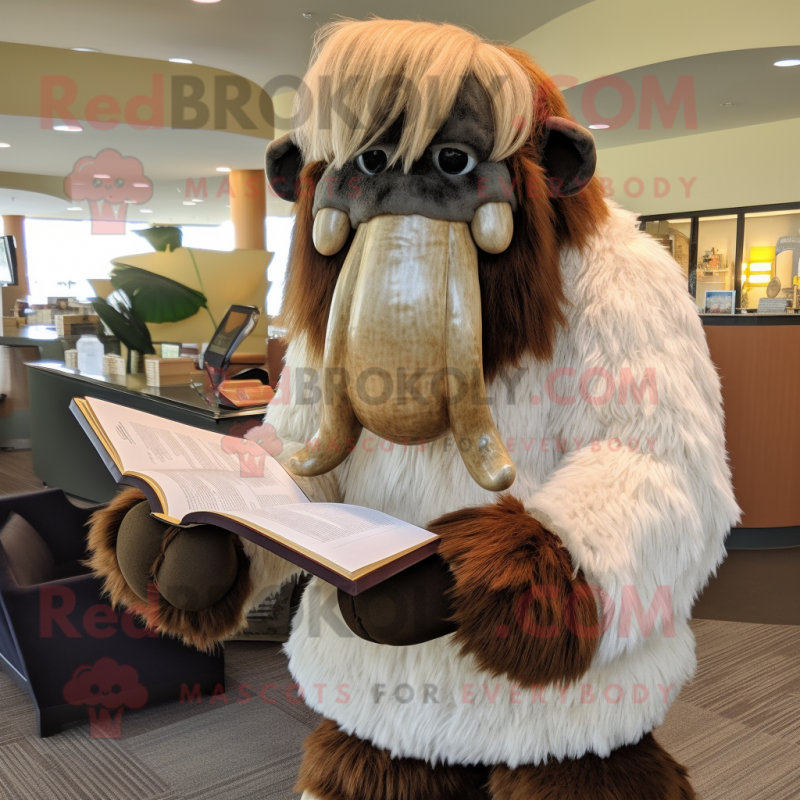 nan Mammoth mascot costume character dressed with a Dress Shirt and Reading glasses