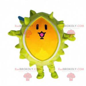 Mascotte de durian, costume de fruit jaune géant -
