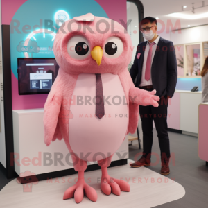 Pink Owl maskot kostume...