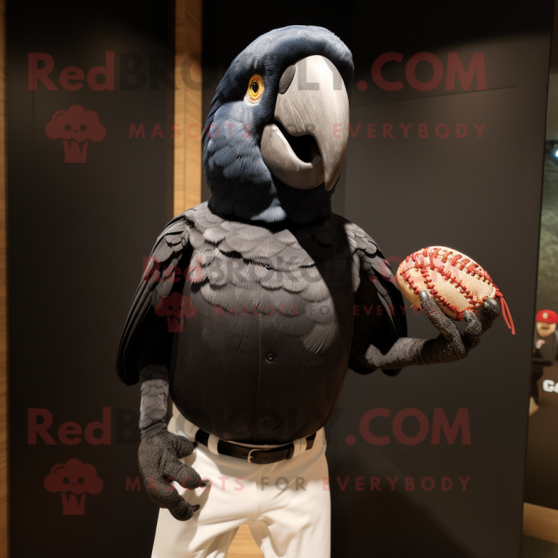 Black Parrot mascot costume character dressed with a Baseball Tee and Earrings