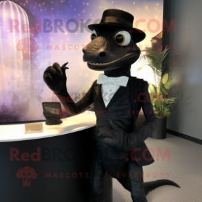 Black Lizard mascot costume character dressed with a Tuxedo and Anklets