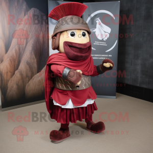 Maroon Roman Soldier mascot costume character dressed with a Wrap Dress and Earrings