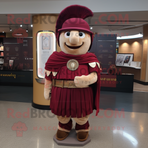 Maroon Roman Soldier mascot costume character dressed with a Wrap Dress and Earrings