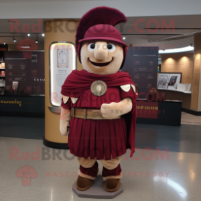 Maroon Roman Soldier mascot costume character dressed with a Wrap Dress and Earrings